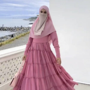 Two Piece Ruffled Abaya Set