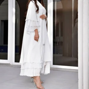 IVORY WHITE 3-LAYERED ABAYA
