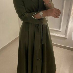 Reen Turkish Embelisshed Abaya Frilled Sleeves