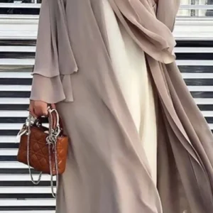 2 Layers Plain Abaya Cardigan