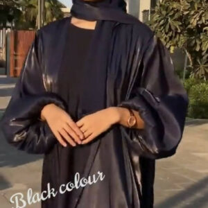 Black Shimmer Balloon Sleeves Abaya