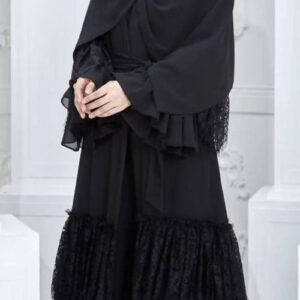 Flared Ruffle Lace Abaya