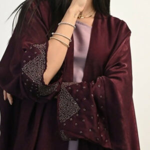 Maroon Embroidered Abaya