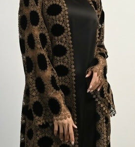 Black & Brown Lace Abaya