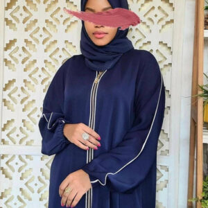 Daily Wear Zipper Abaya With Elastic Sleeves