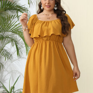 Plus Size Off Shoulder Solid Dress (XL-5XL)