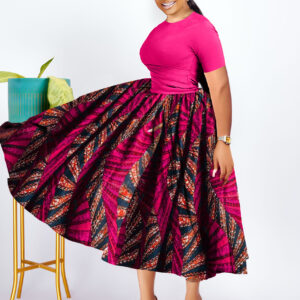Plus Size Pleated African Black Swing Dress (XL-5XL)