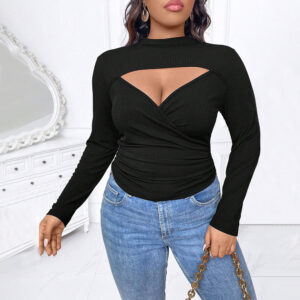 Plus Size Deep V Plunge neck  Top (XL-3XL)