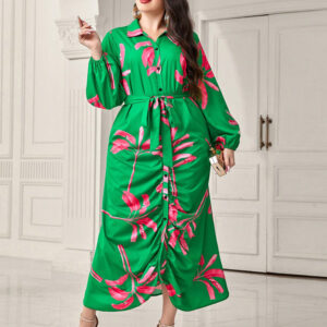 Plus Size High Waist Printed Dress (XL-4XL)