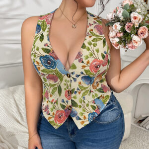 Plus Size Retro Printed Vest (XL-4XL)