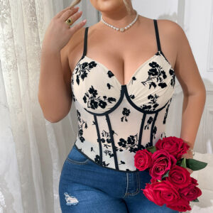 Plus Size Low Cut Boning Corset Camisole (XL-4XL)