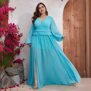 Plus Size Chiffon V Neck Dress (XL-4XL)