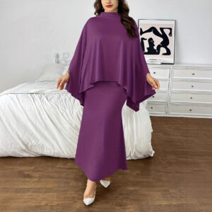 Plus Size Batwing Sleeve Half Zip Dress (XL-5XL)
