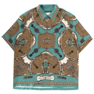 Dolce & Gabbana Luxury Silk Hawaiian Shirt for Men (43-44)