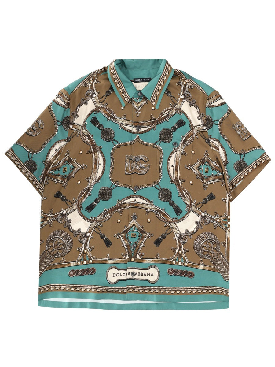Dolce & Gabbana Luxury Silk Hawaiian Shirt for Men (43-44)