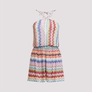 Missoni Short Jumpsuit in Lamé Viscose with Pixel-effect Zigzag Pattern (40-42)