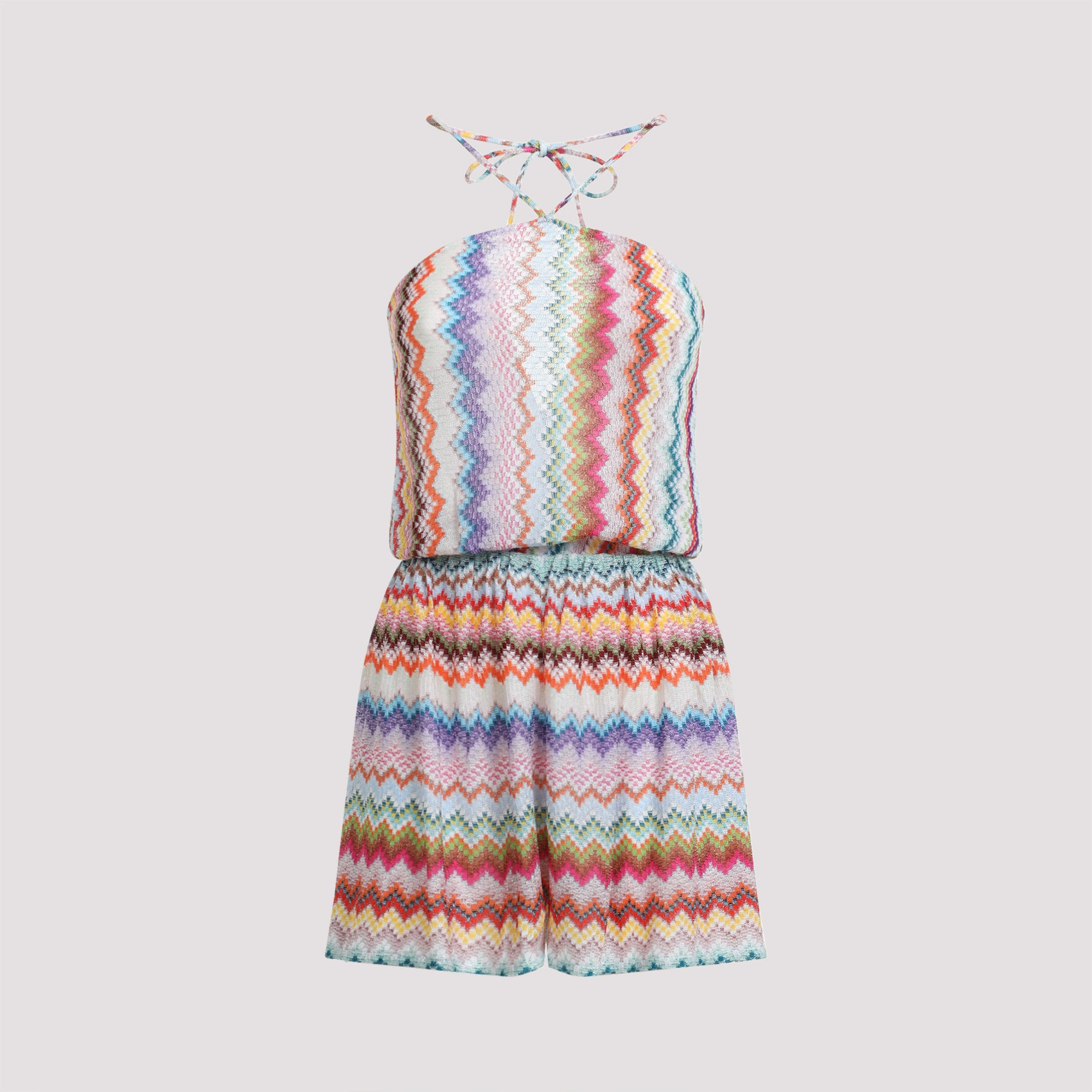 Missoni Short Jumpsuit in Lamé Viscose with Pixel-effect Zigzag Pattern (40-42)