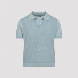 Canali Open Collar Polo Shirt in Wool and Silk Blend (46-50)