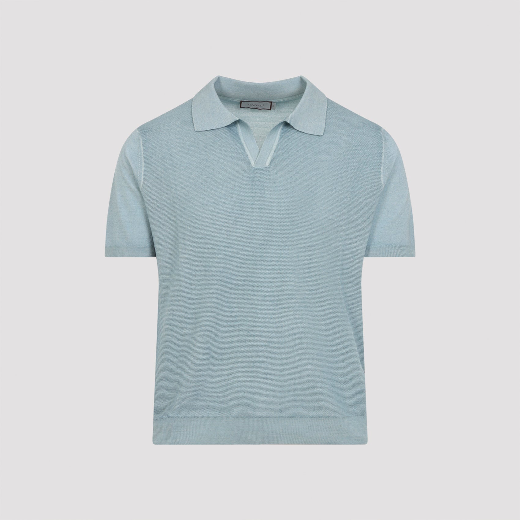 Canali Open Collar Polo Shirt in Wool and Silk Blend (46-50)