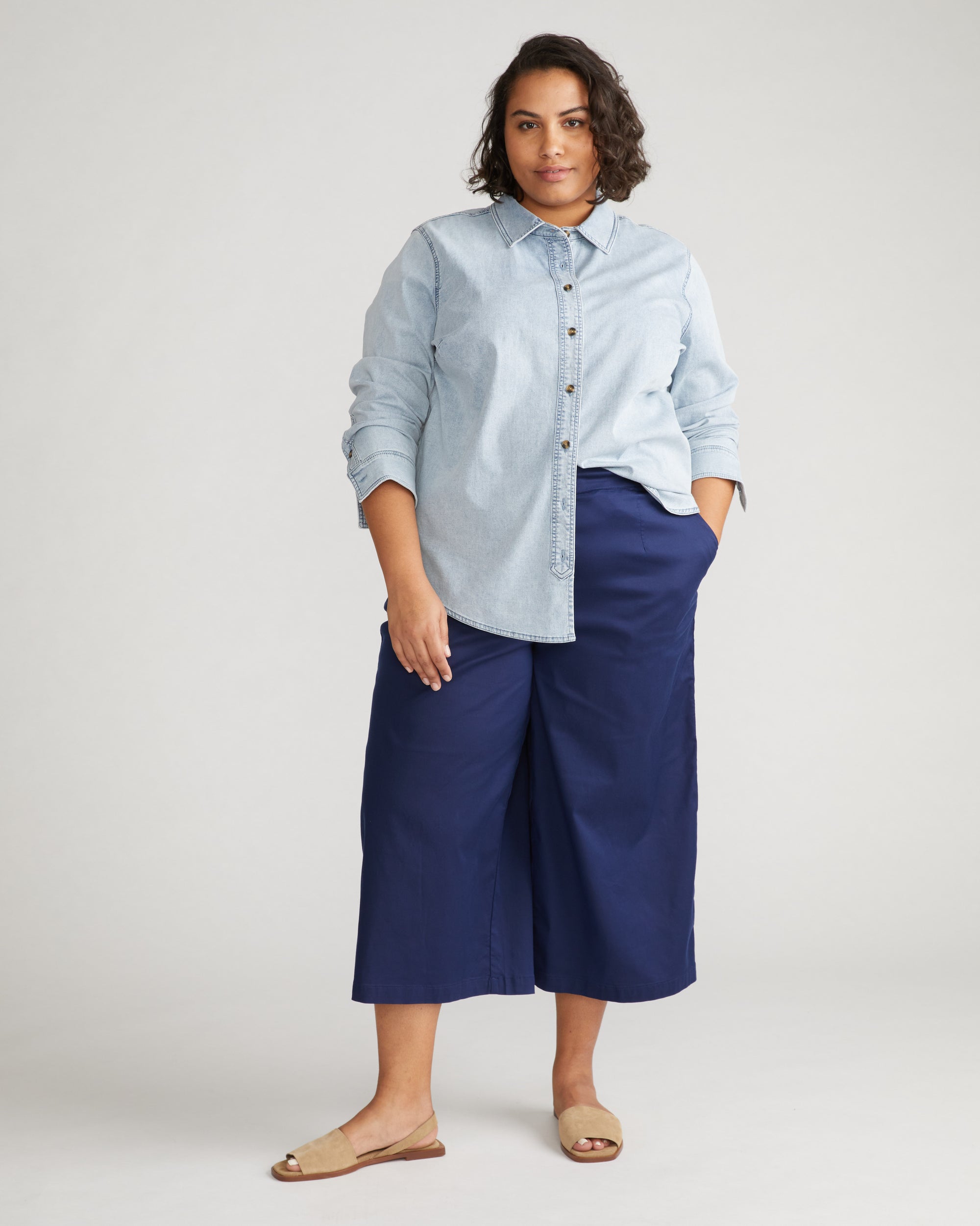 Minimalist Stretch Cotton Chambray Shirt