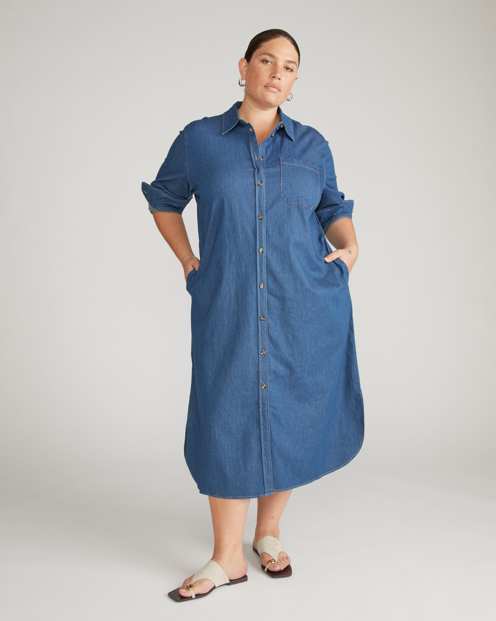 Odeon Stretch Cotton Chambray Shirtdress